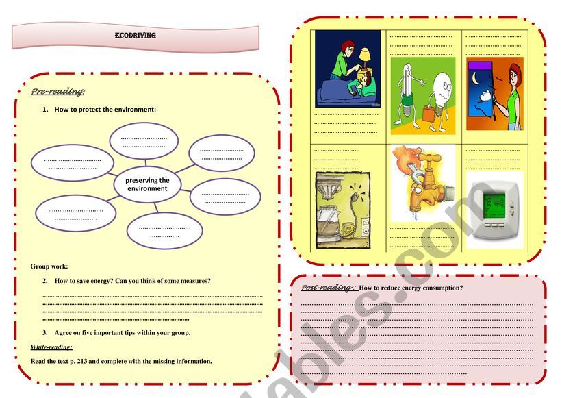 eco driving  worksheet