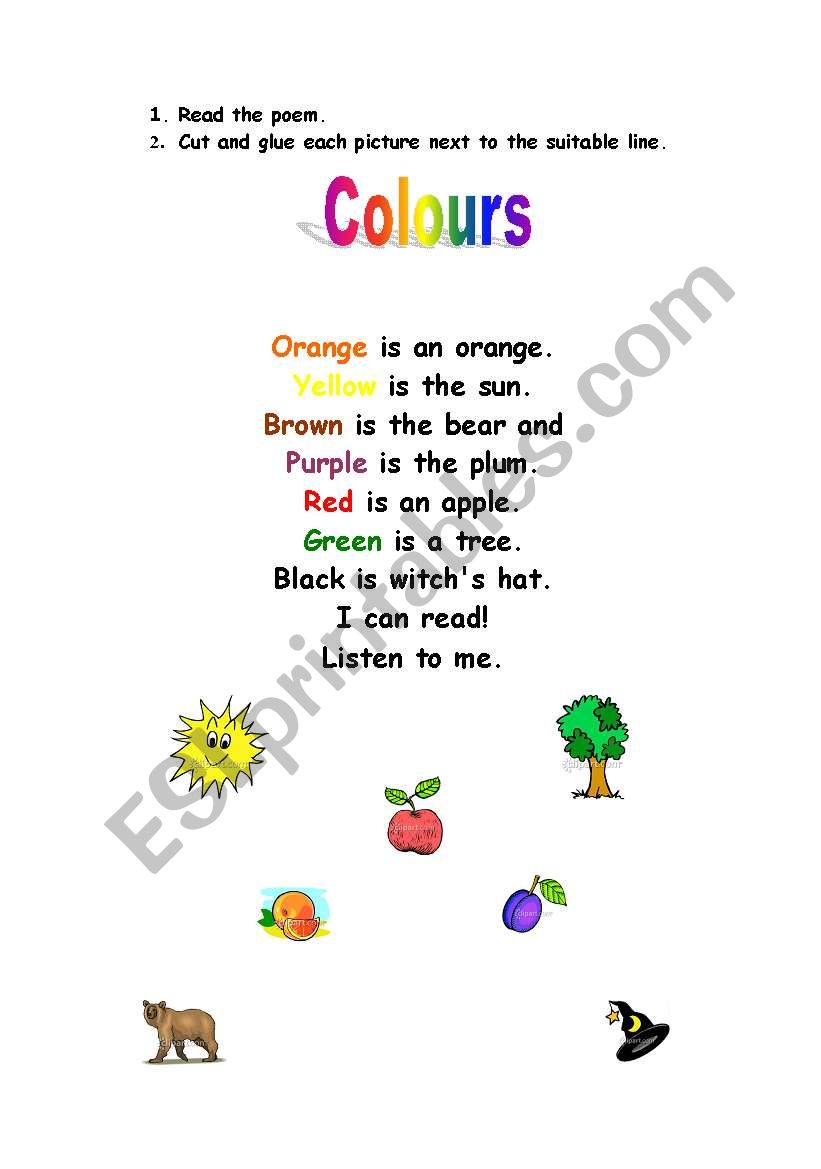 COLOR POEM  TASK worksheet