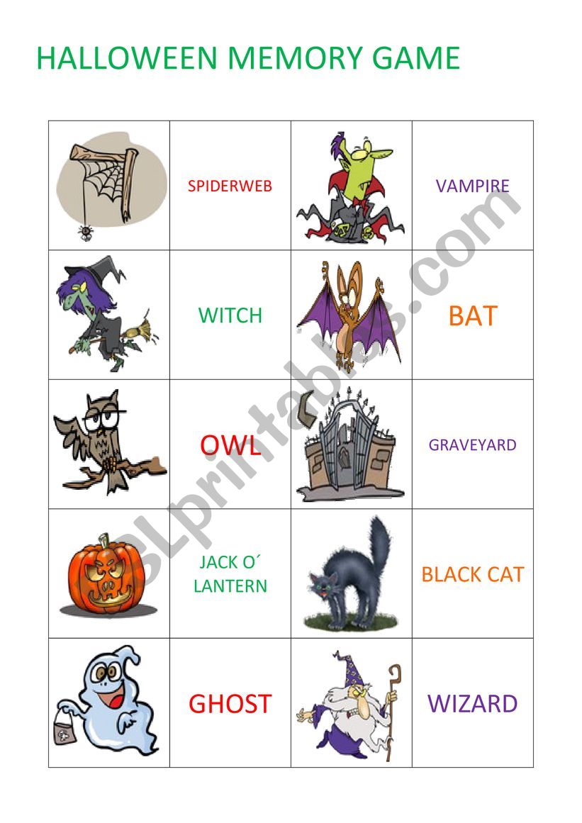 HALLOWEEN MEMORY GAME worksheet