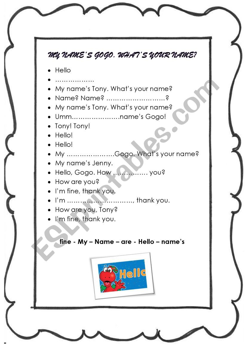 Introducing oneself worksheet