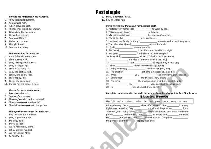 Past Simple activity worksheet