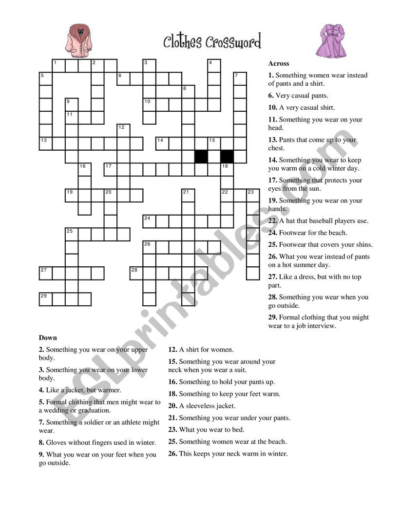 Clothes Wordsearch worksheet