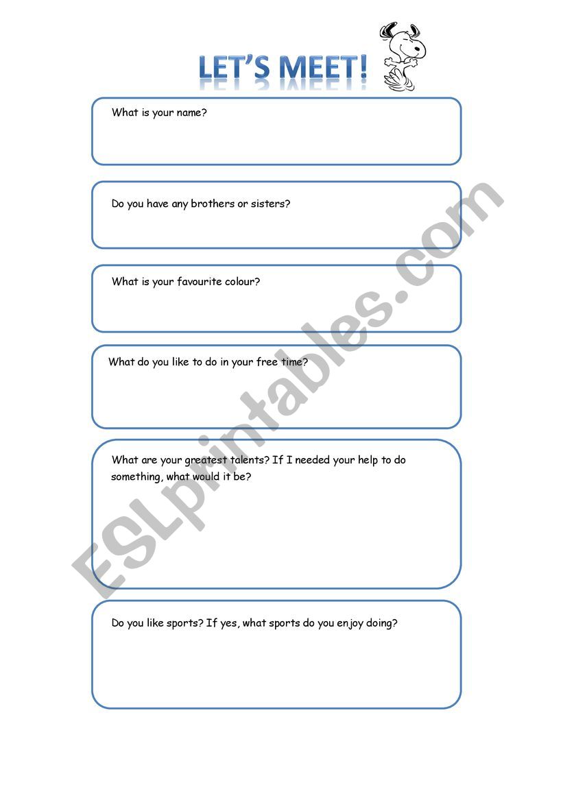 LetÂ´s Meet! worksheet