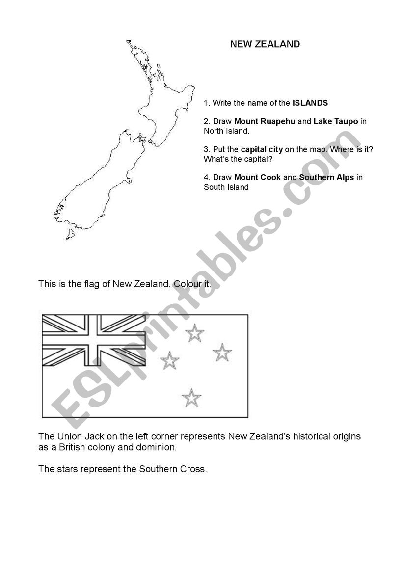 New Zealand worksheet