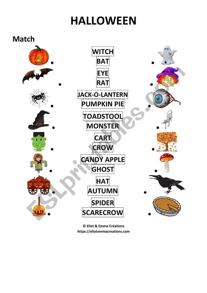 HALLOWEEN - MATCHING ACTIVITY worksheet