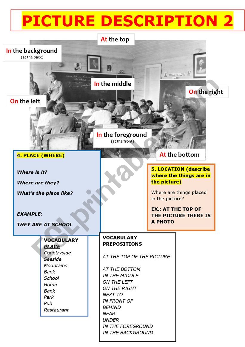 DESCRIBING  A PICTURE2 worksheet