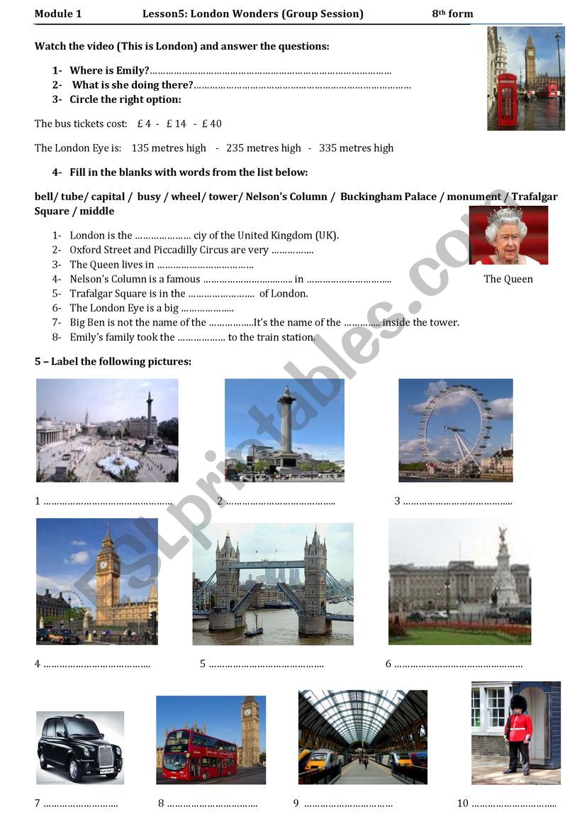 London wonders video worksheet (group session)