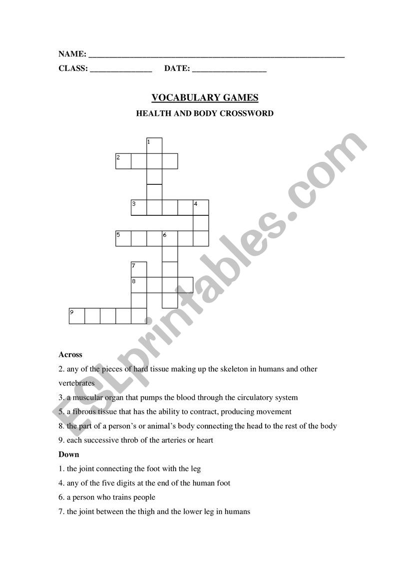 Vocabulary games worksheet