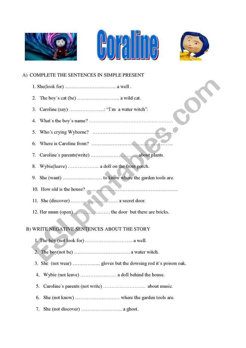 Coraline worksheet