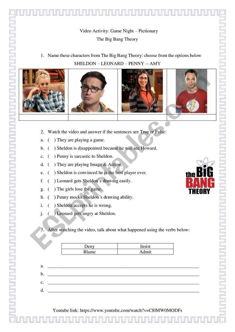 The Big Bang Theory - Reporting Verbs Video Activity