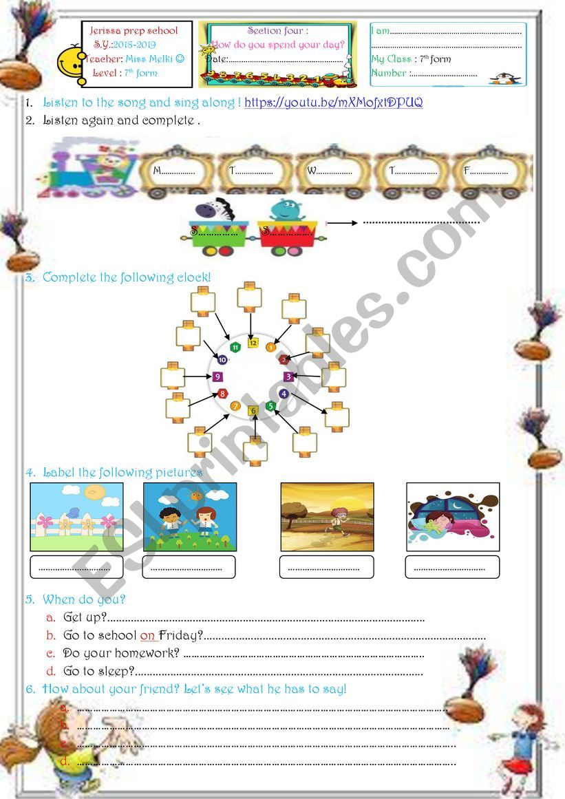 How do you spend your day? worksheet