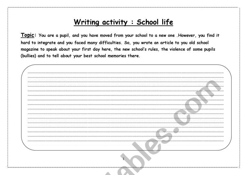 writing activity worksheet