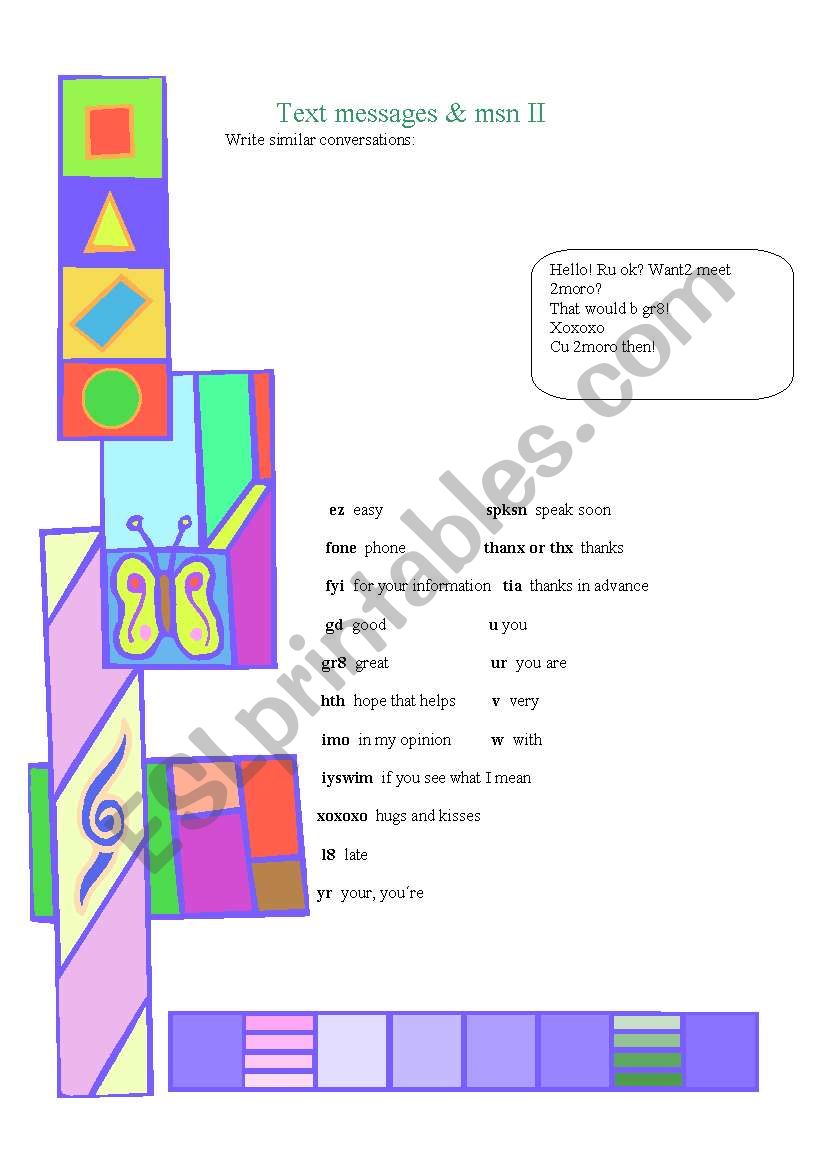 Informal writing- 2nd part worksheet