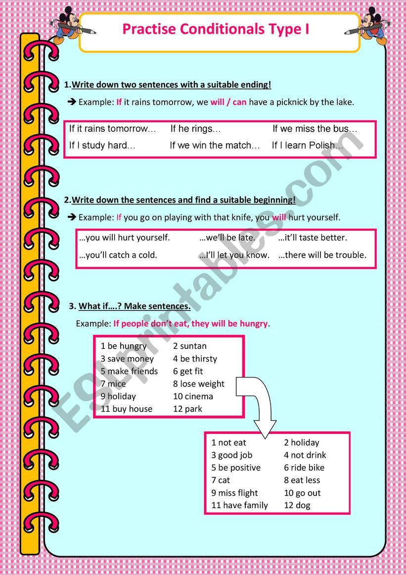 Exercises on Conditionals 1 (oral or written)