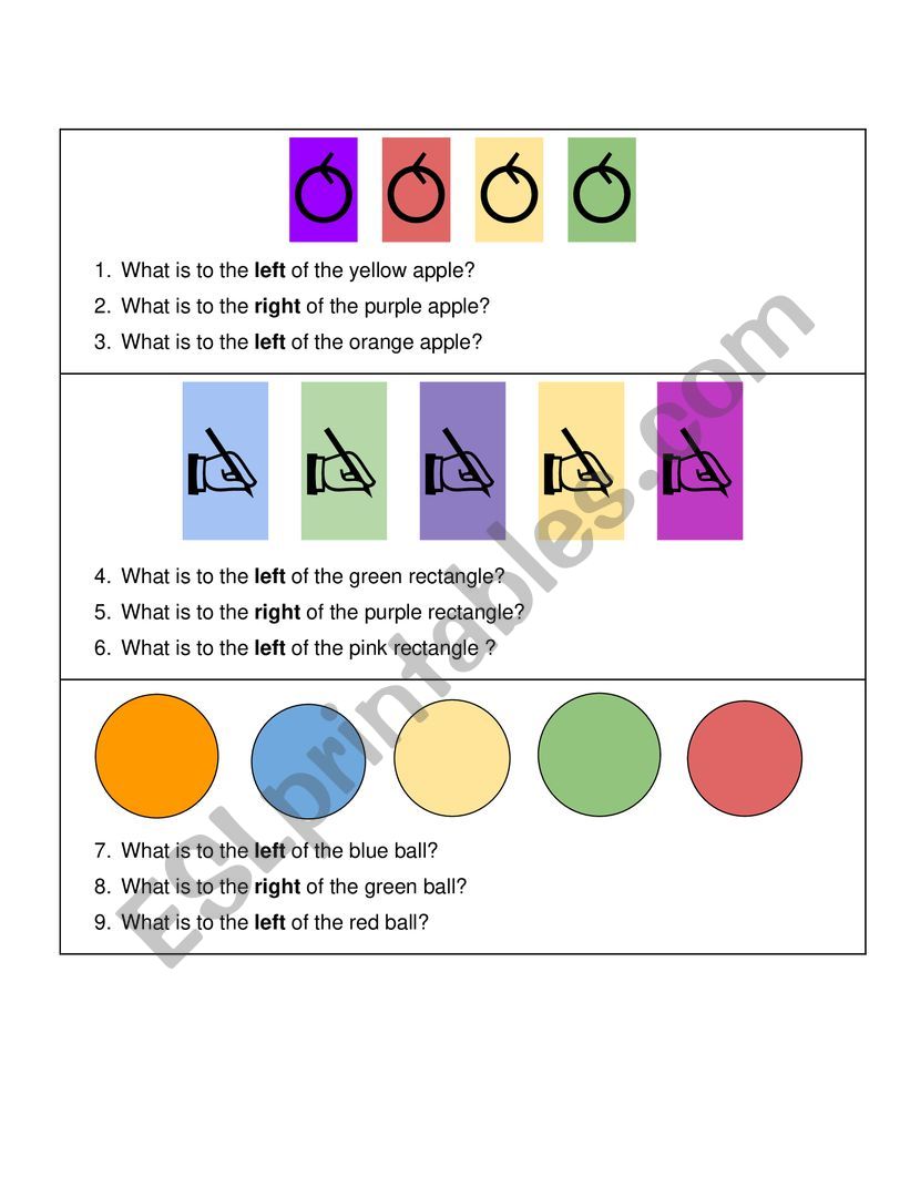 Directionality worksheet