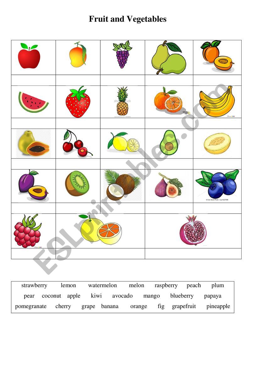 Fruit worksheet