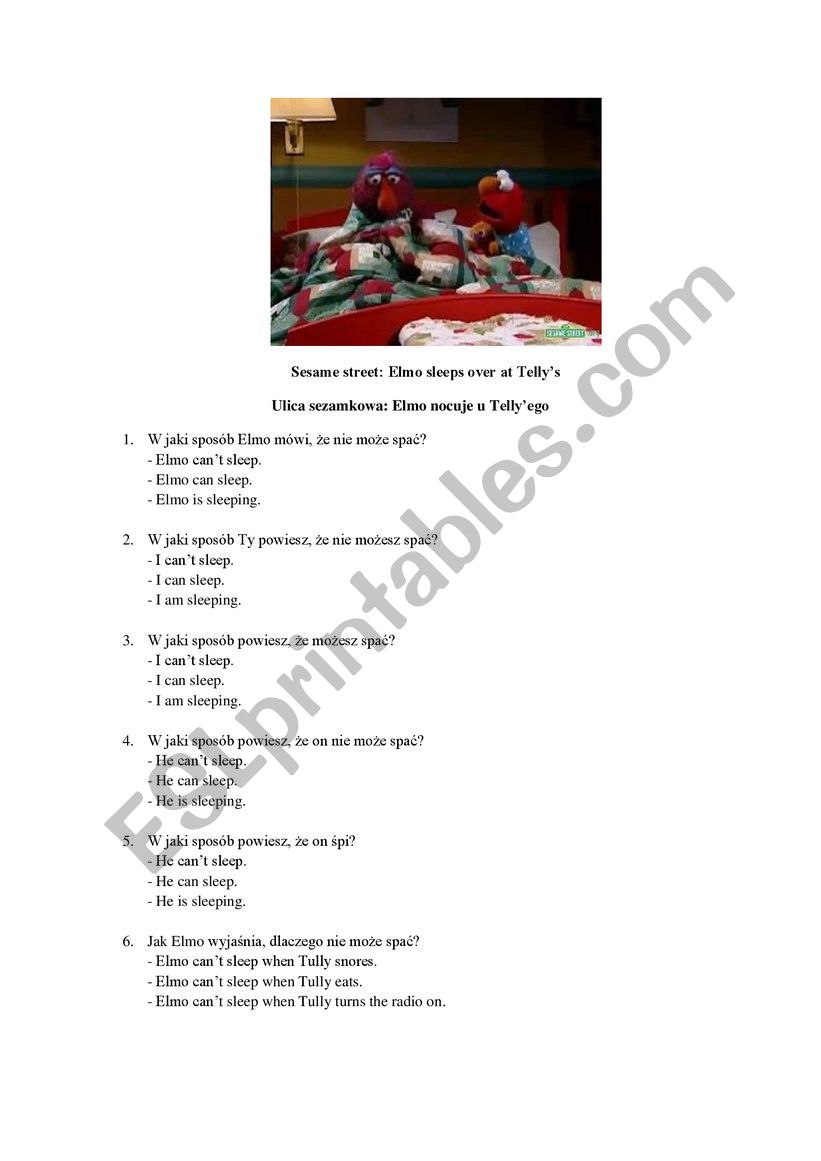 Seasame Street worksheet worksheet