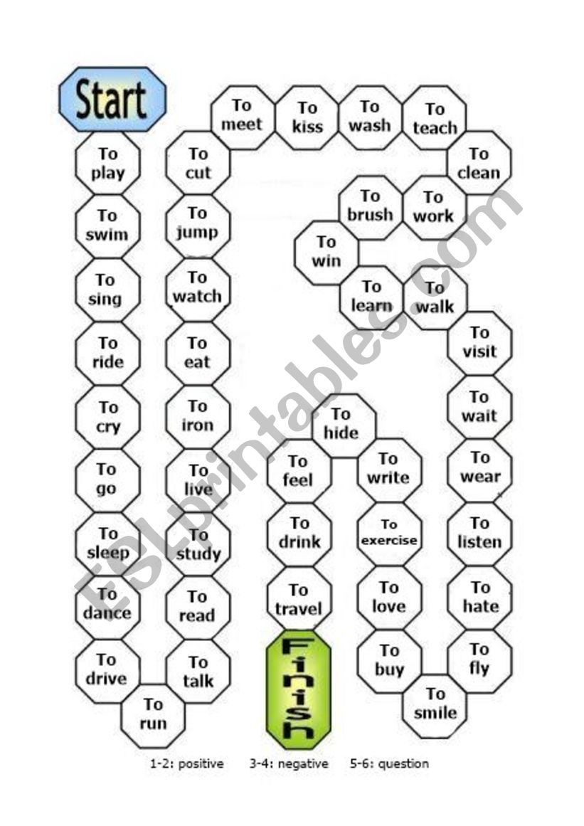 Verbs boardgame worksheet