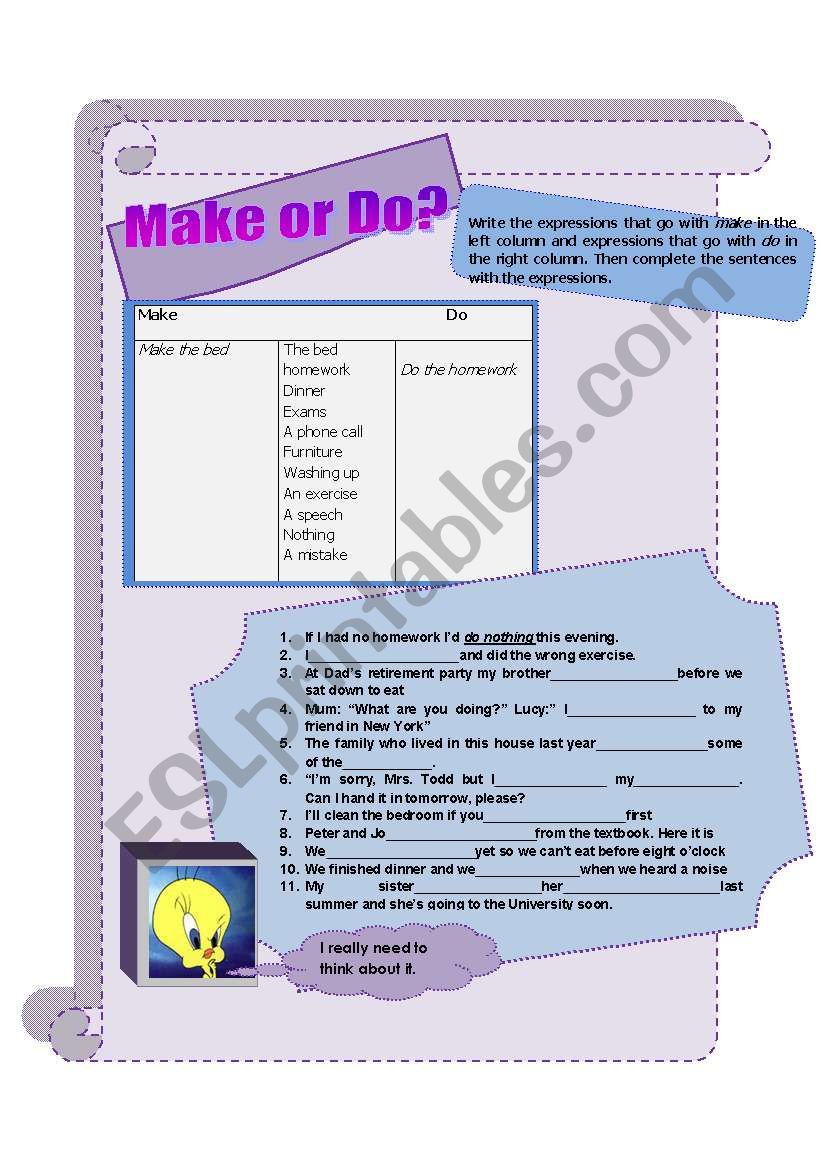 Make or Do? worksheet
