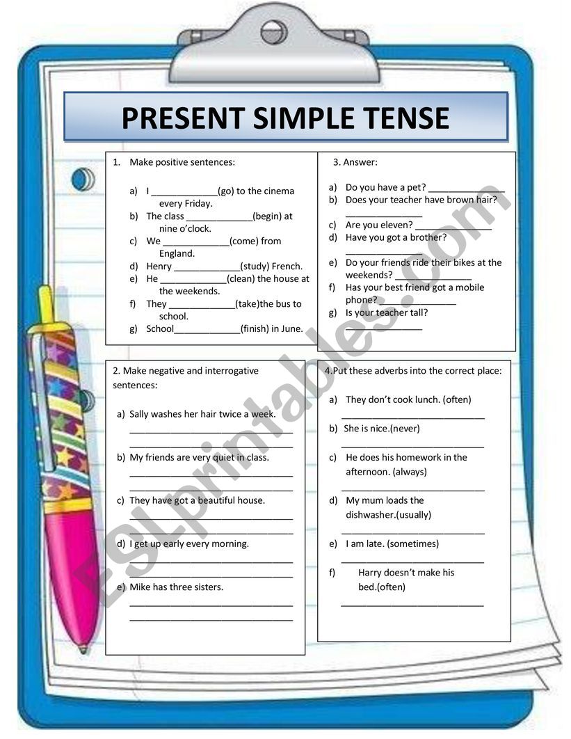 Present Simple Tense worksheet
