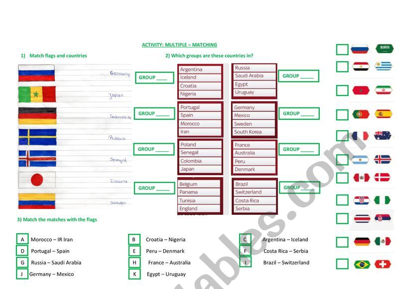 FLAGS - FIXTURE WORLD CUP 2018 - COUNTRIES