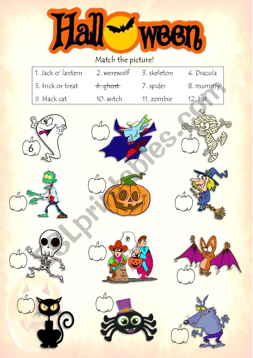 Halloween - Match the picture worksheet