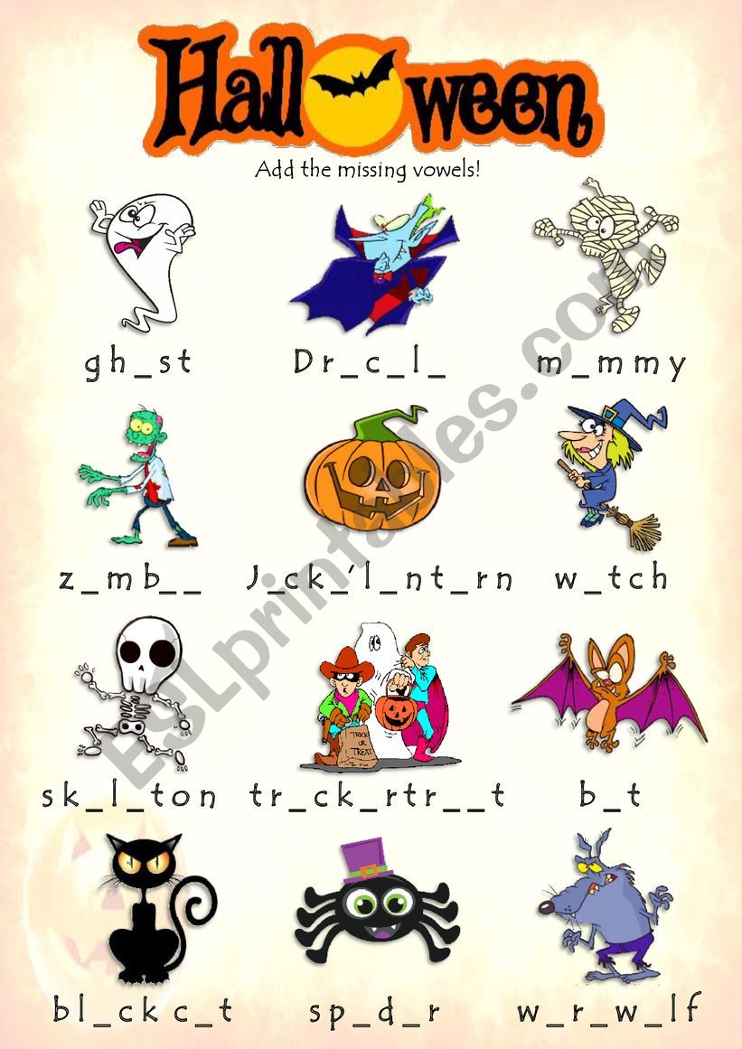 Halloween - Add the missing vowels