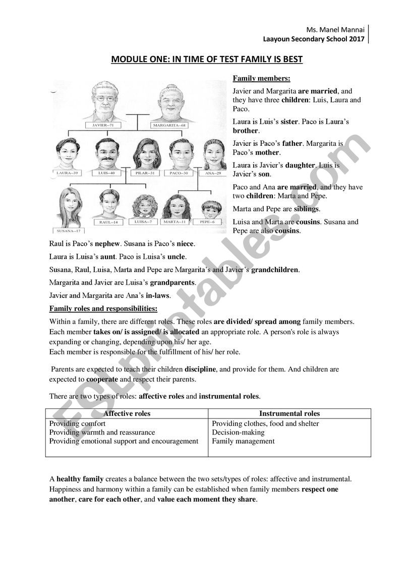 Family worksheet