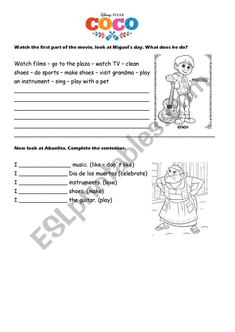 Coco Kids worksheet.