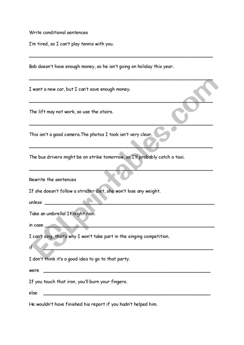 conditionals worksheet