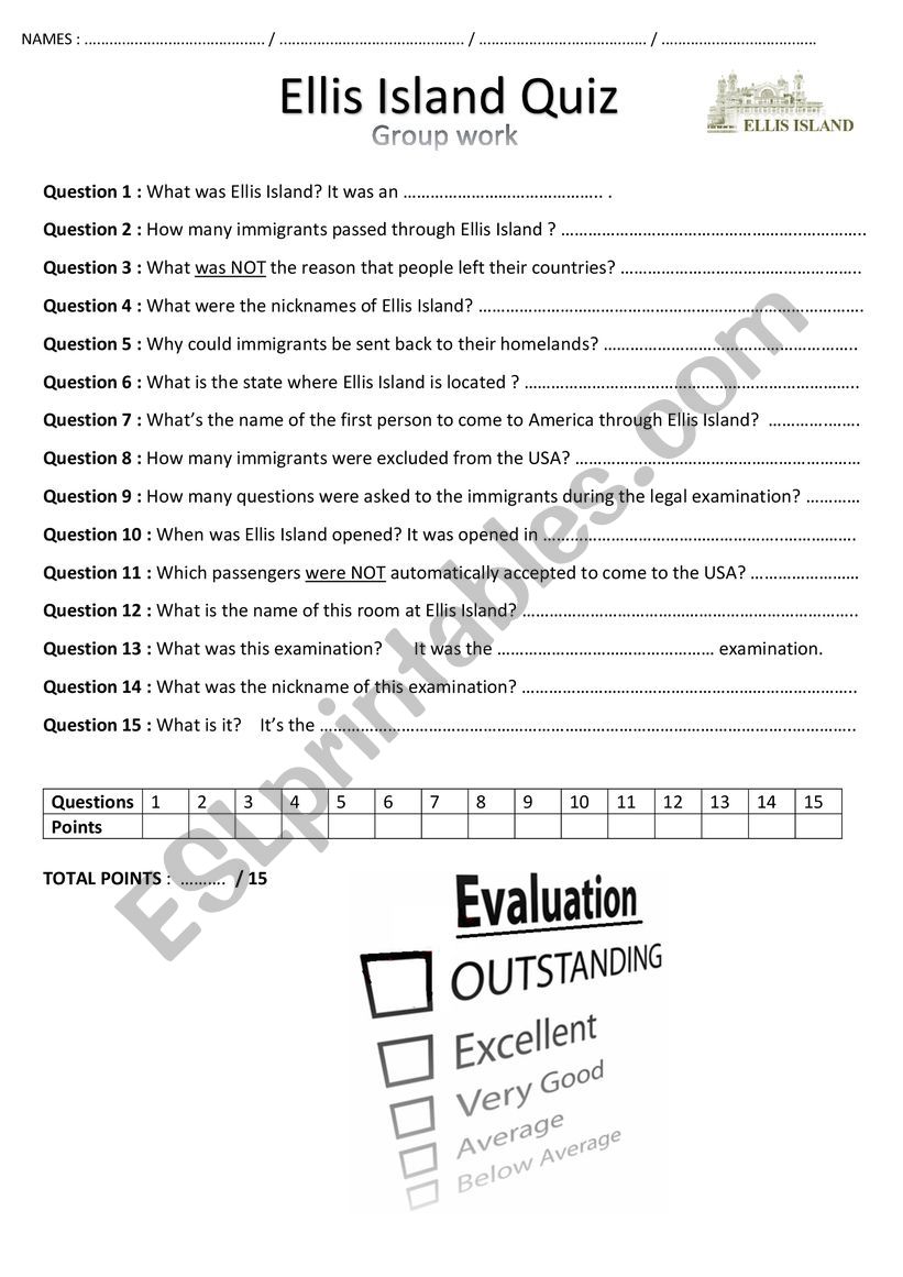 Group work_Ellis Island worksheet