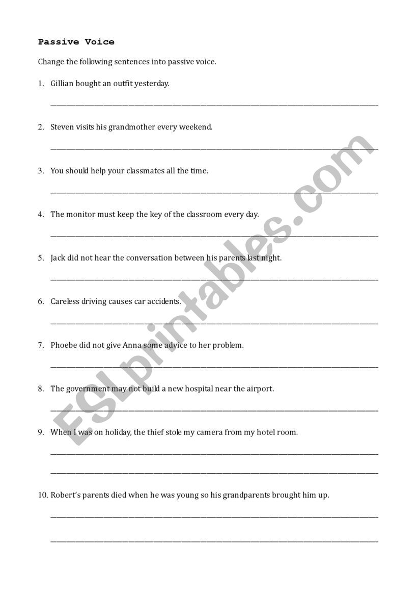 Passive Voice worksheet