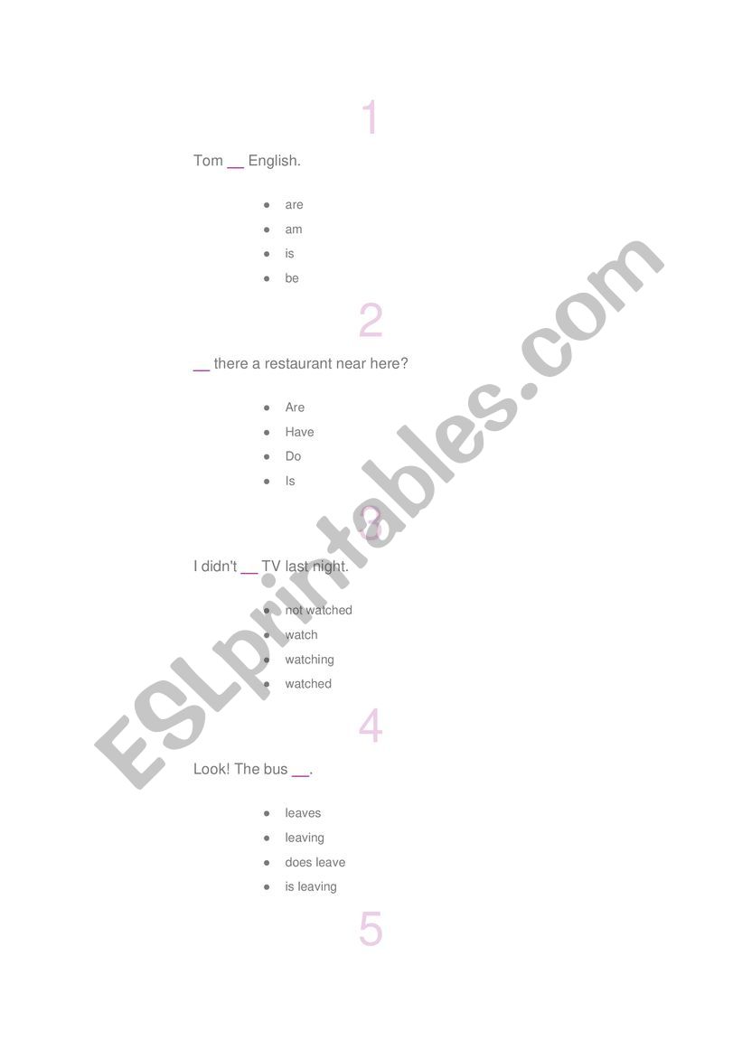 Placement Test  worksheet