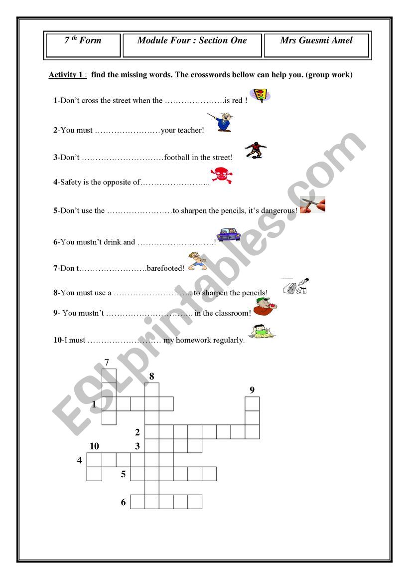 remedial work 7th form worksheet