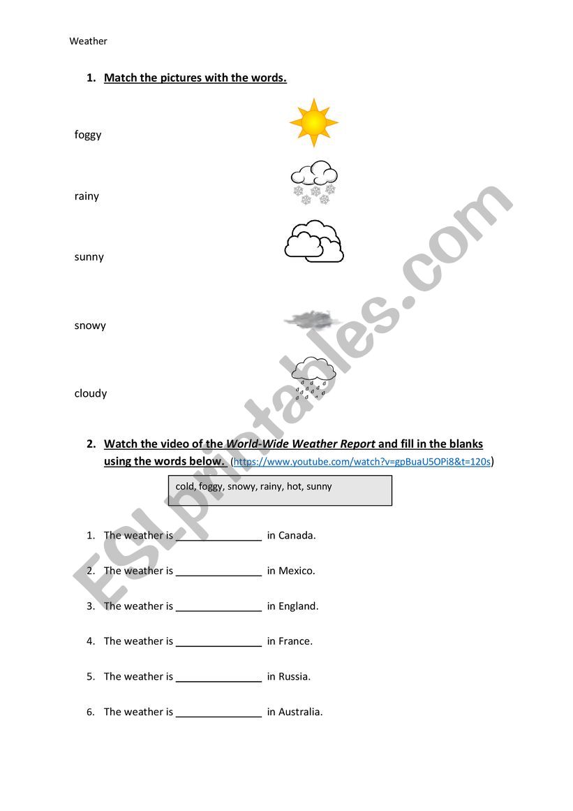 Weather revision worksheet