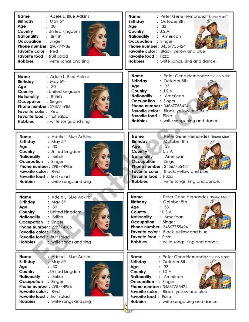 describing people worksheet