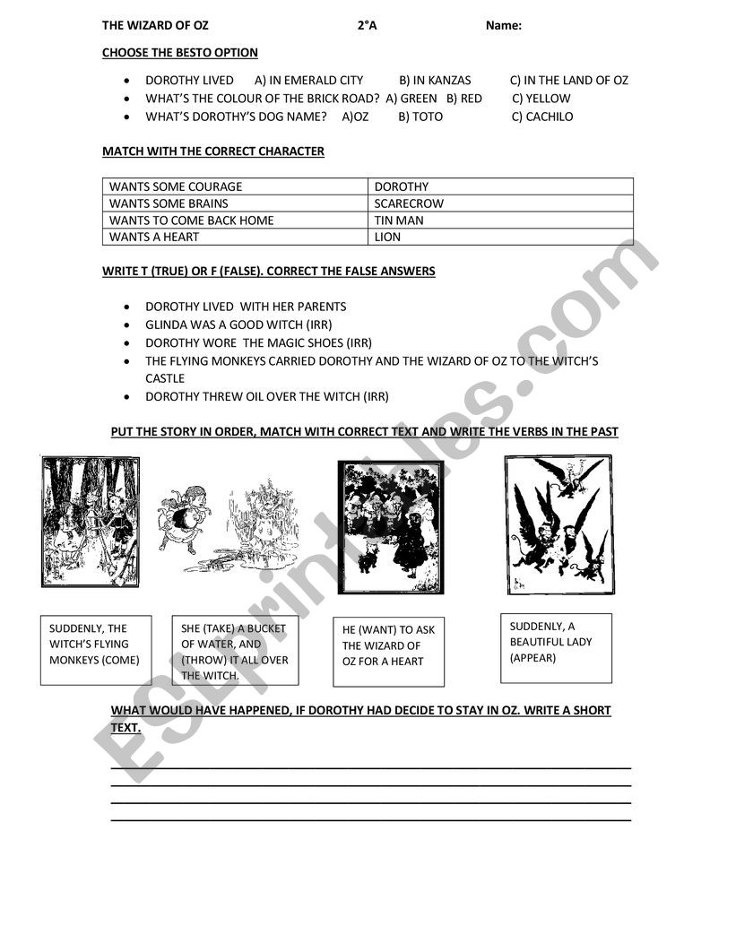 THE WIZARD OF OZ worksheet