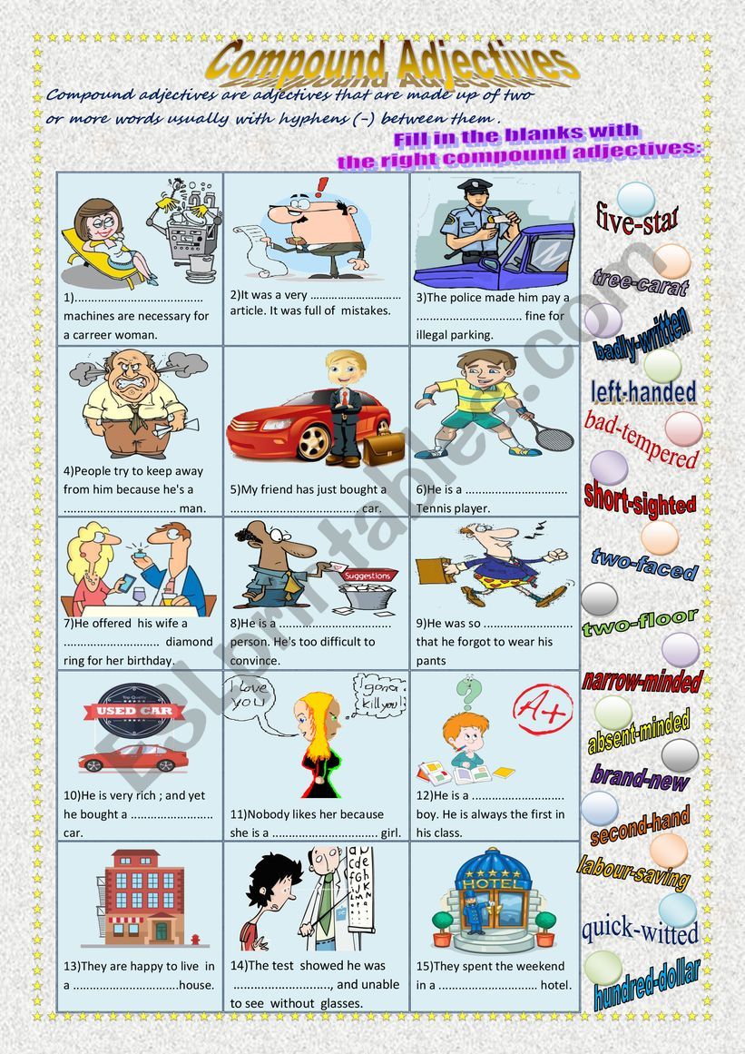 COMPOUND ADJECTIVES worksheet