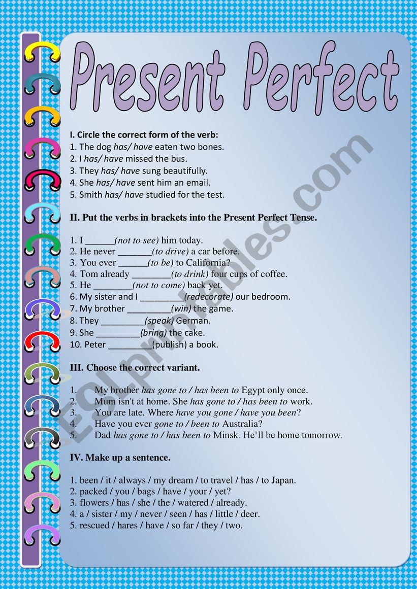 Present Perfect worksheet