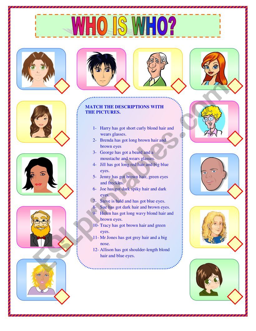 Who is who ? worksheet