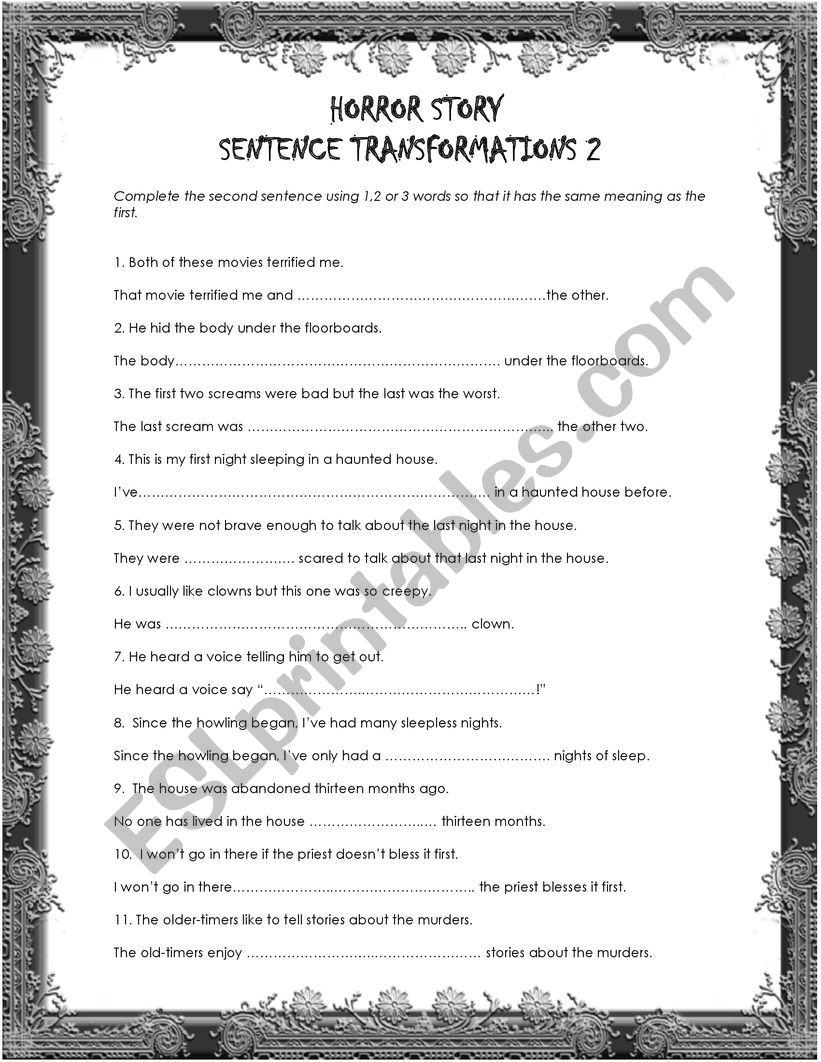 Horror Story Word Formation Exercise 2