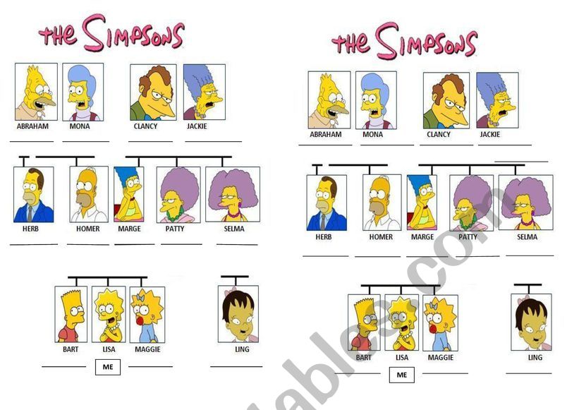 simpson family tree worksheet