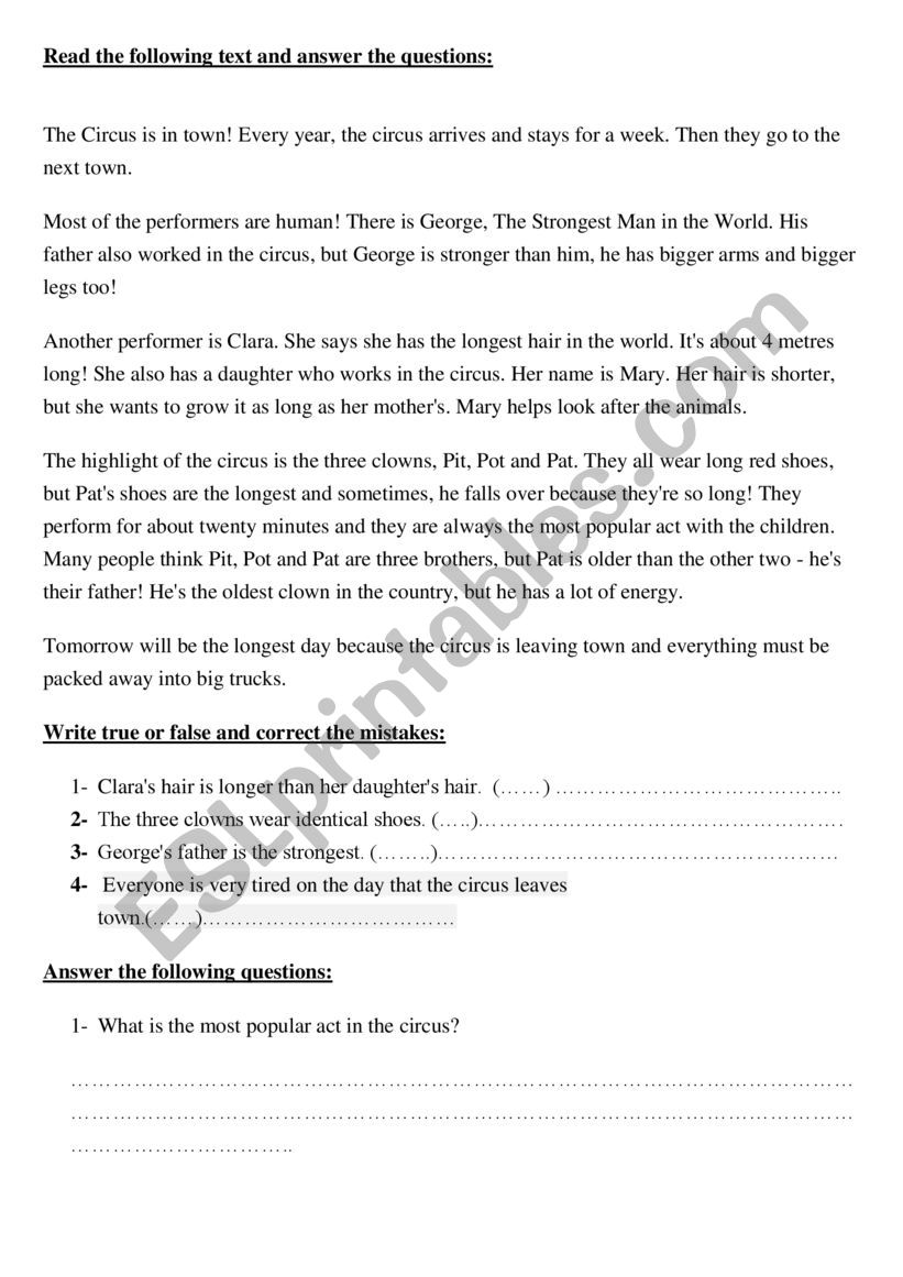 comparatives and superlatives worksheet