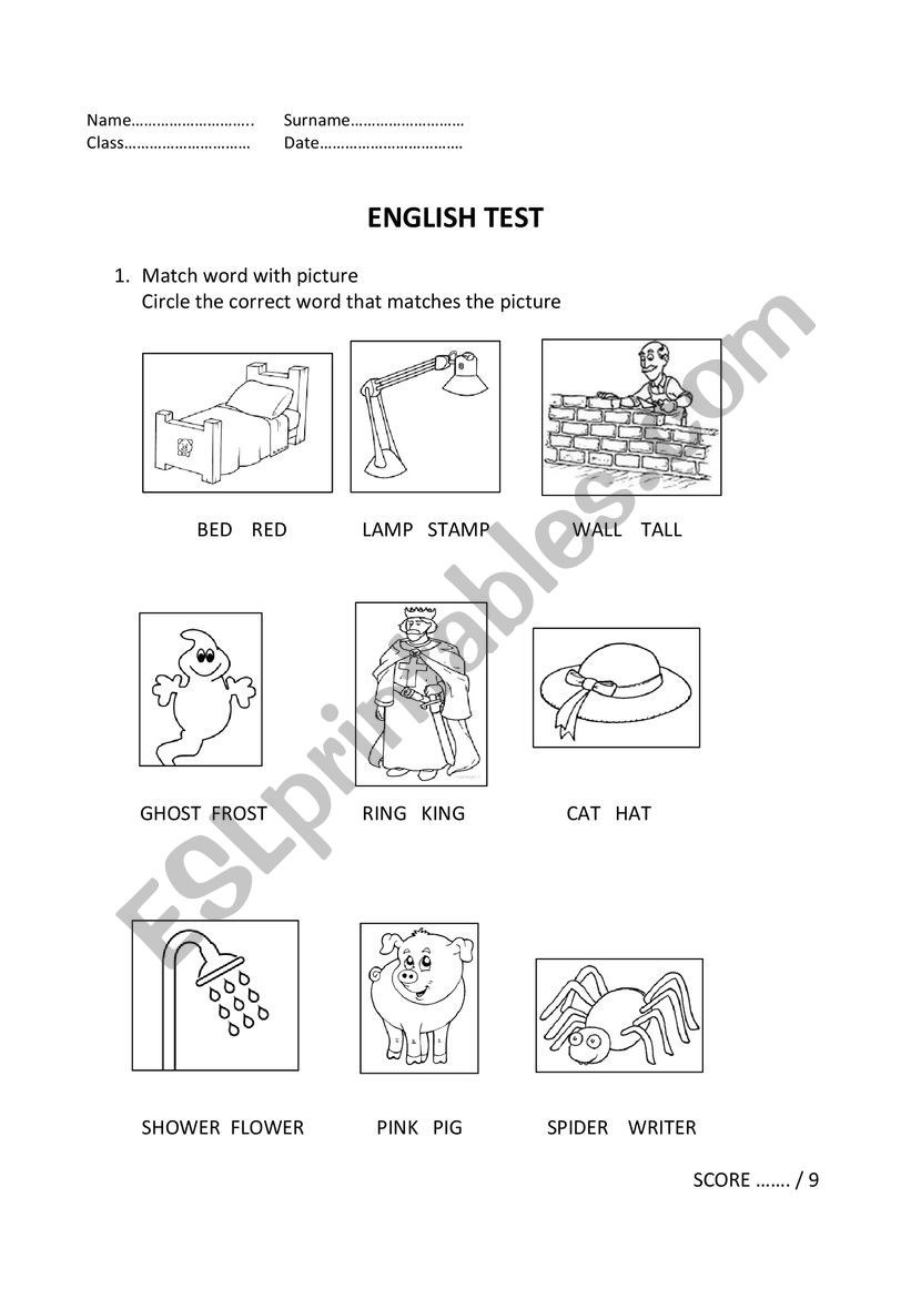 Vocabulary worksheet