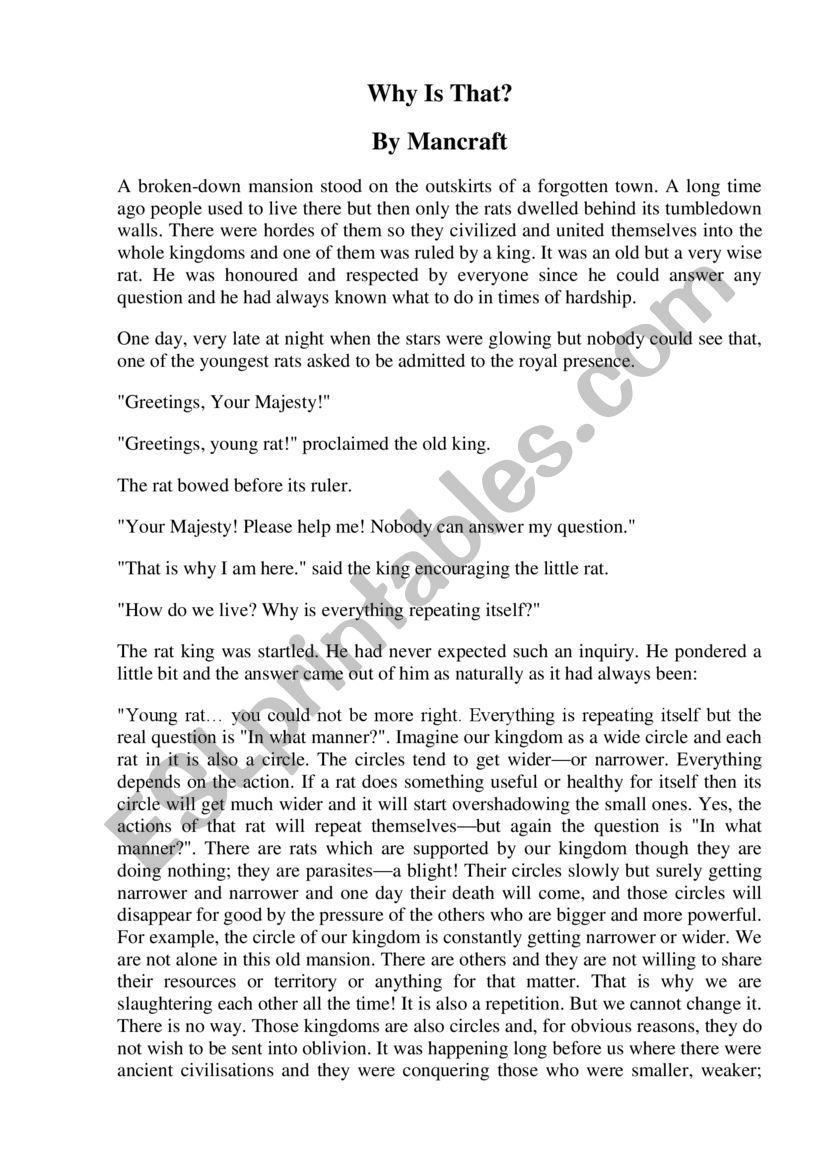 Why Is That? worksheet