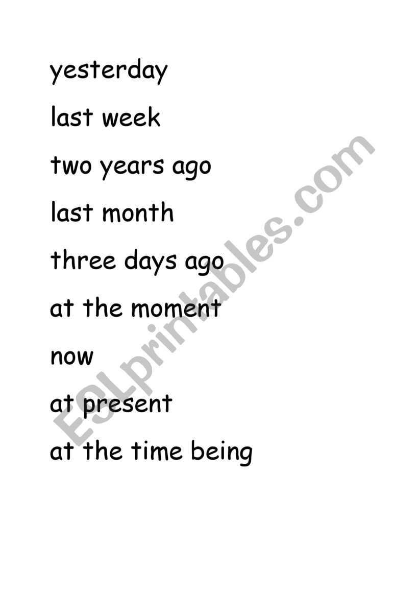 Past and Present Adverbs of Time