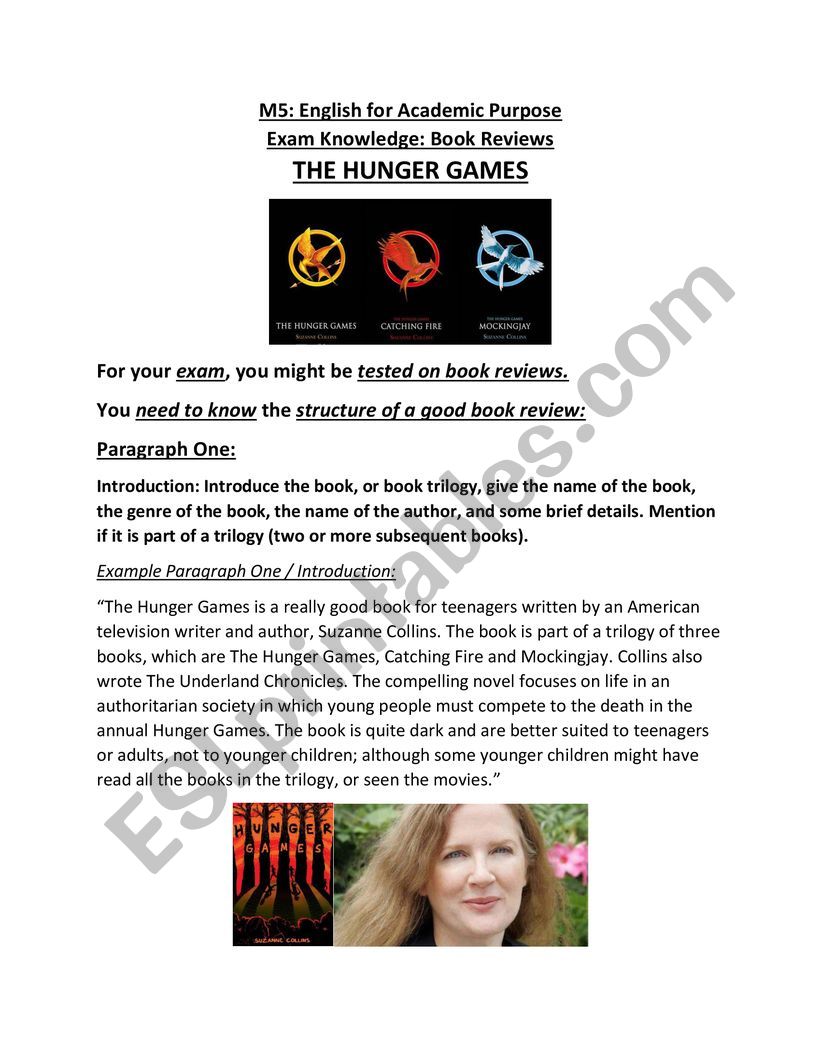 Hunger Games Example Book Or Movie Review