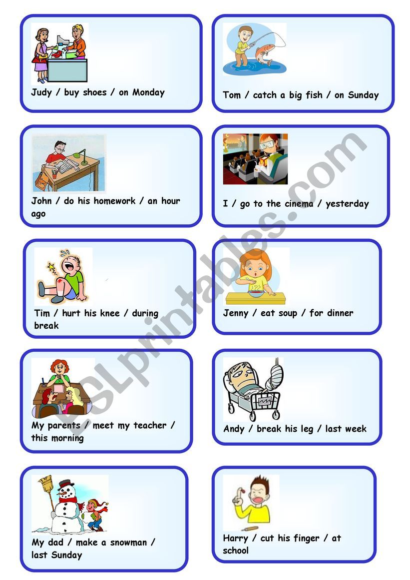 IRREGULAR VERBS SPEAKING CARDS 1/5