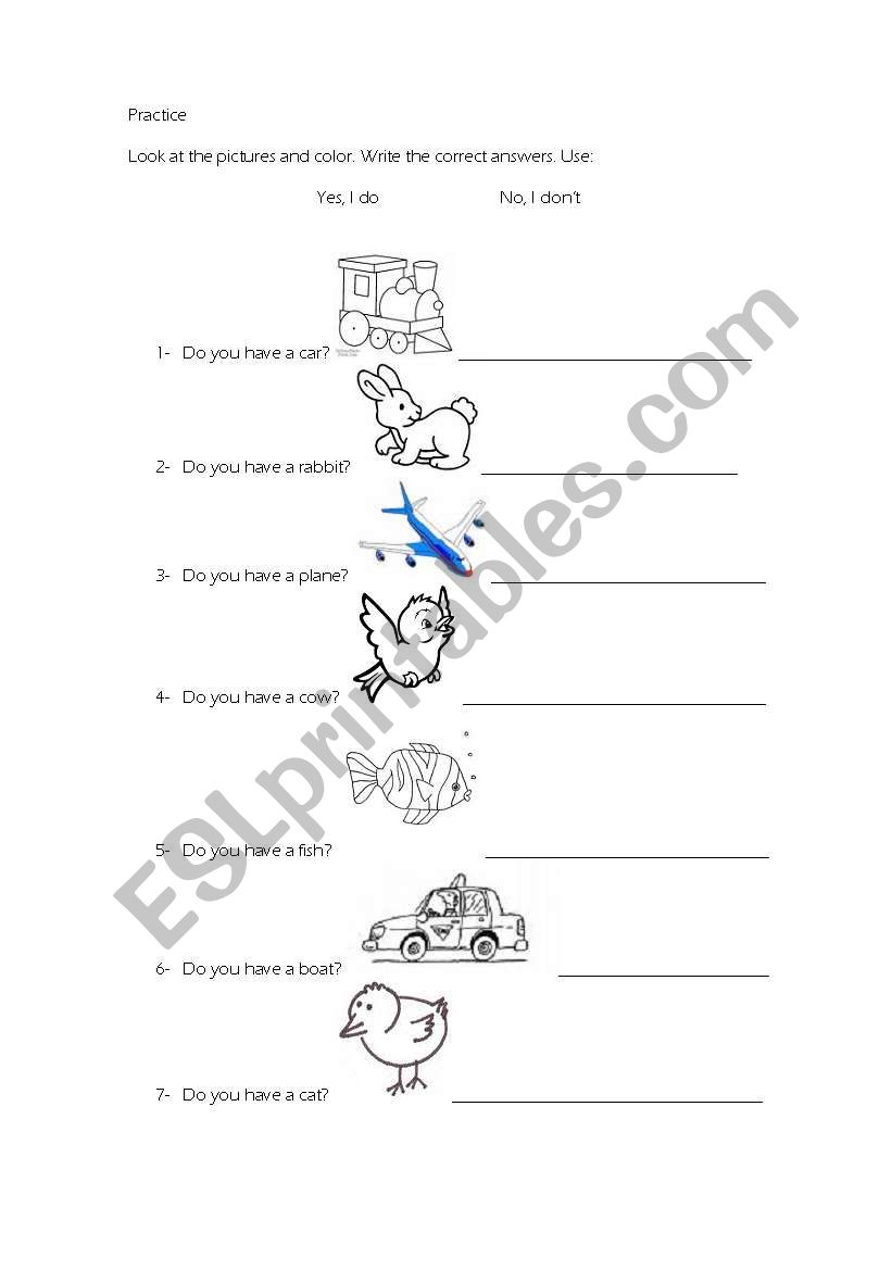 Do you have a ...? worksheet