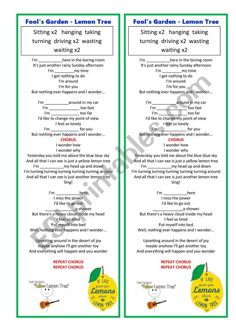 YELLOW LEMON TREE  worksheet